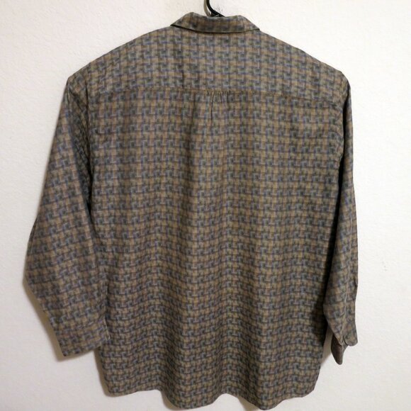 Jhane Barnes Shirt Mens 2XL Long Sleeve Button Brown Blue Stripes - Picture 6 of 6